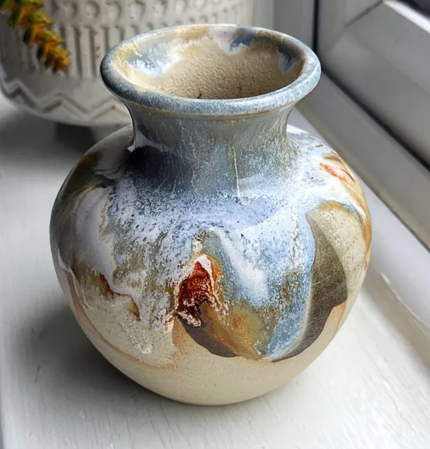 Stunning Studio Pottery Vase With Drip Glaze- Signed PC