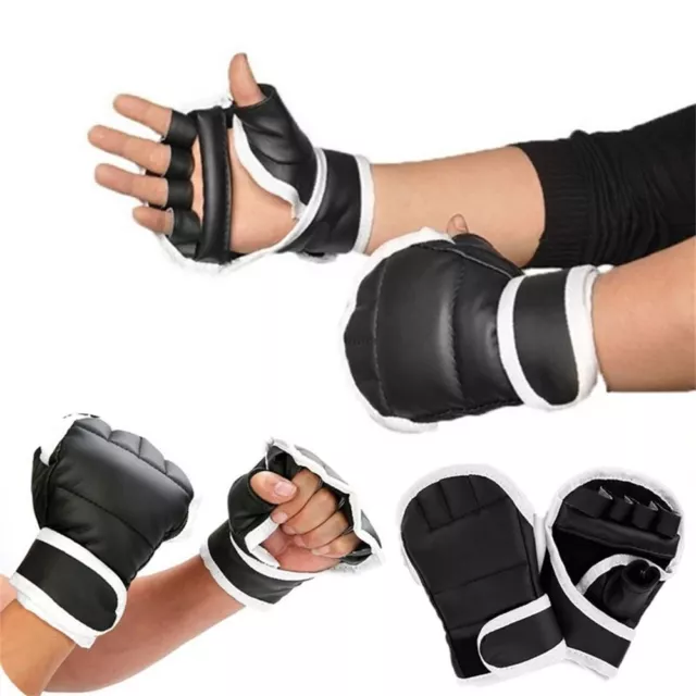 Half Finger Boxing Gloves PU Leather Fighting Kick Boxing Gloves Training Glove