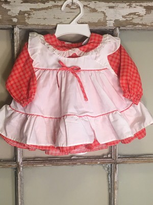 Vintage Baby Girl Red & White Dress 3 Months Retro Baby Dress Vintage Alexis