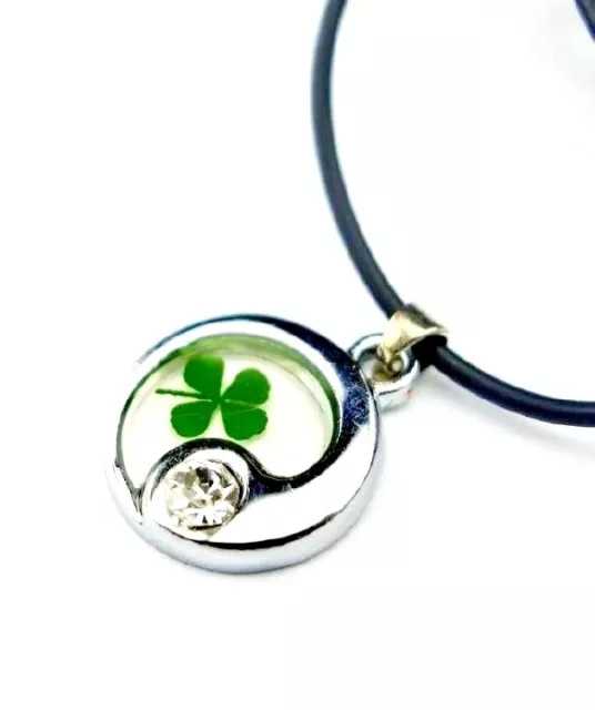 Pendentif Trèfle 4 Feuilles En Acier Inoxydable Argenté - Porte-bonheur Avec Chaîne Offerte - Cadeau Femme/homme - 3