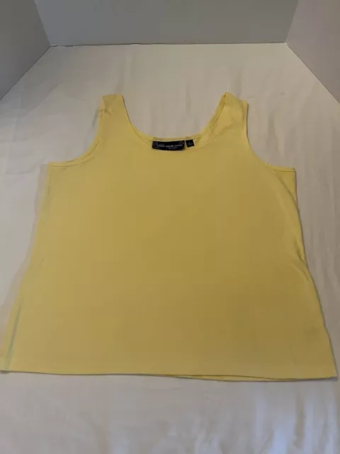 Susan Graver Style Tank Sleeveless Top Yellow Round Neck Size Large