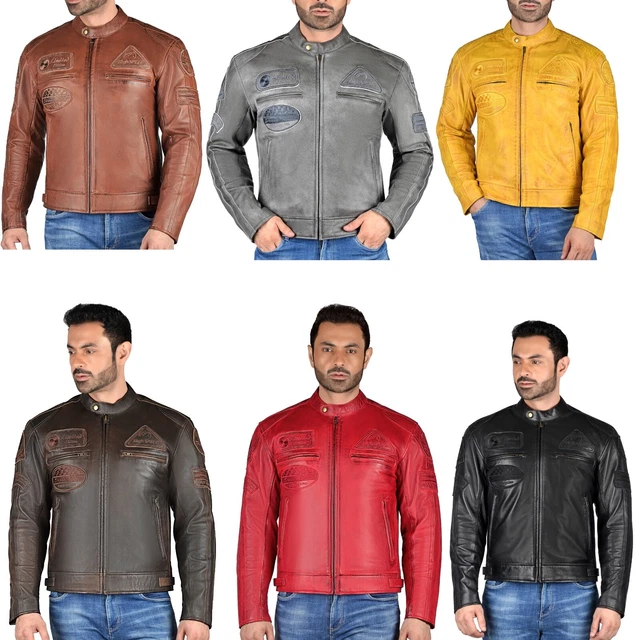 NEU Herren Motorrad & Freizeit Lamm Leder Jacke Biker Custom Jacke Protektoren