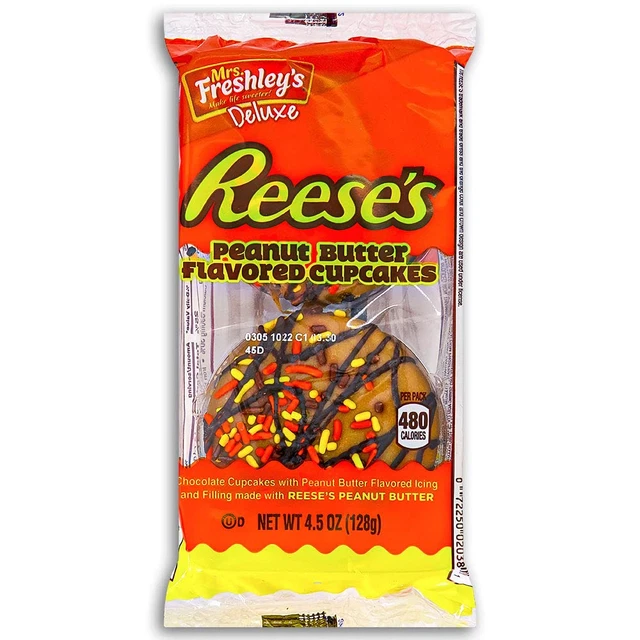 Mrs Freshleys Reeses Peanut Butter Cupcake, 4.5 Ounce -- 36 per case.