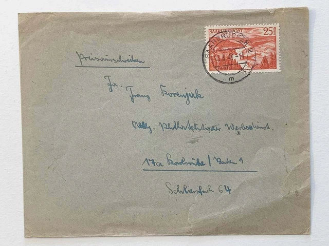 Saarland Nr. 252 EF auf Brief SAARBRÜCKEN 13.3.49 - KARLSRUHE #129238