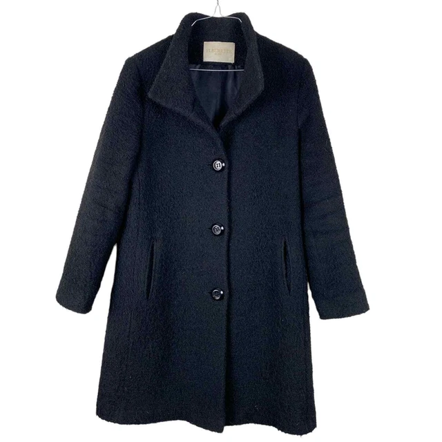 FLEURETTE  Stand Collar Lined Italian Wool Coat Black SZ.4