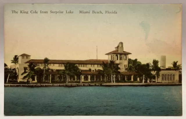 The King Cole from Surprise Lake, Miami Beach, FL Vintage Hand-Colored Postcard