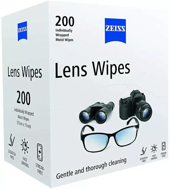 Paquete de 200 toallitas limpiadoras para lentes ópticas ZEISS