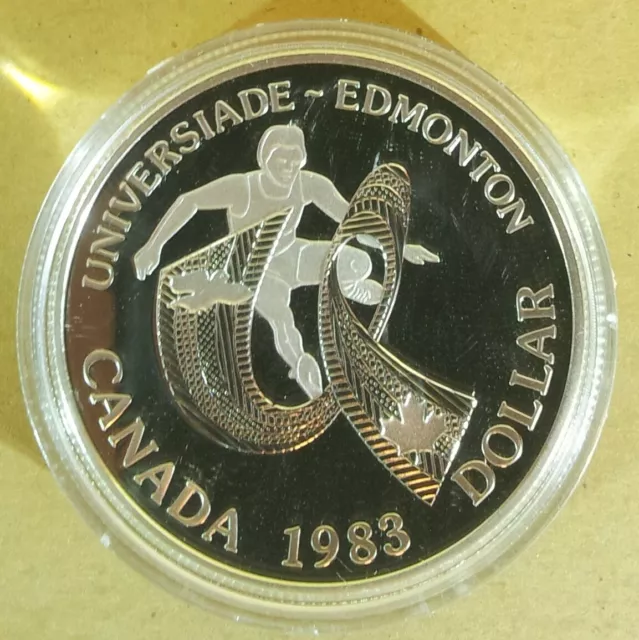 Silbermünze - 1 Canada Dollar, Universiade Edmonton 1983, in Münzkapsel