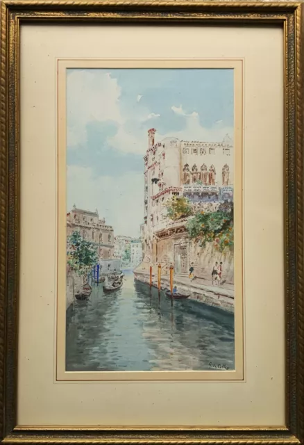 SUPERB SIGNED 19th CENTURY VENICE VENETIAN ITALIAN CITYSCAPE CANAL PAINTING