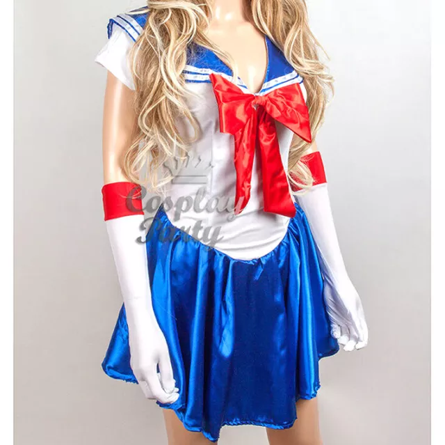 Sailor Moon Usagi Tsukino Cosplay Halloween Anime Costume Uniform Dress w/Glove 3