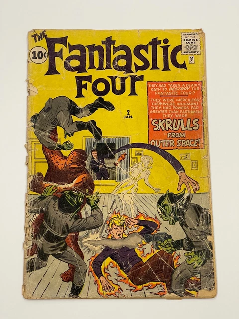 FANTASTIC FOUR VOL 1 #2, 1st APPEARANCE SKRULLS Marvel Comics JANUARY 1962 KIRBY