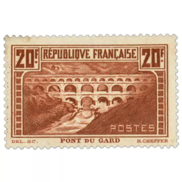 FRANCE TIMBRE PONT DU GARD N° 262c TIMBRE NEUF AVEC CHARNIÈRE SIGNÉ EXP JF BRUN