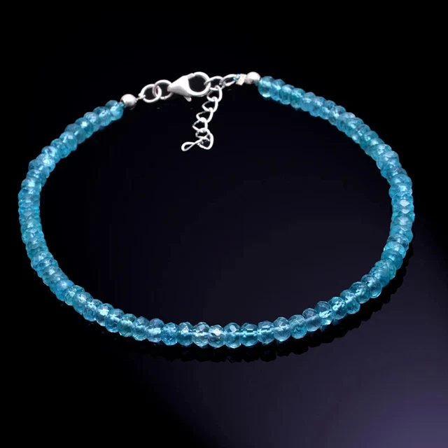 Naturel AAA Sky Apatite 3mm Rondelle Gemme à Facettes Perles Délicat Bracelet