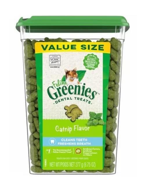 Greenies 10205297 para cuidado dental natural para adultos sabor a hierba gatera 9,75 oz. Golosinas para gatos