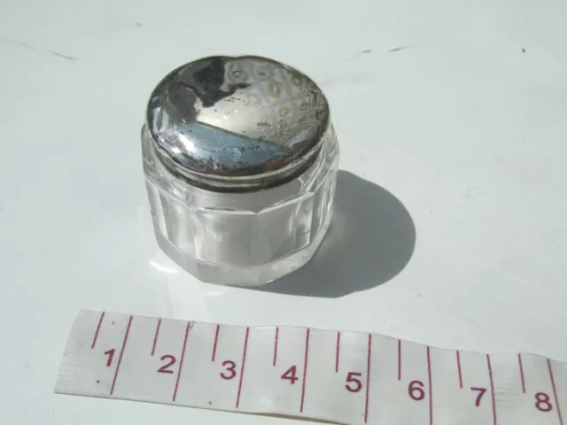 Birmingham 1901 Sterling Silver Mounted & Cut Glass Vanity Storage Jar / Box