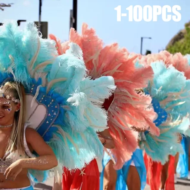 1-100PCS Large Ostrich Feathers For Wedding Party Costume Decoration 25-30cm