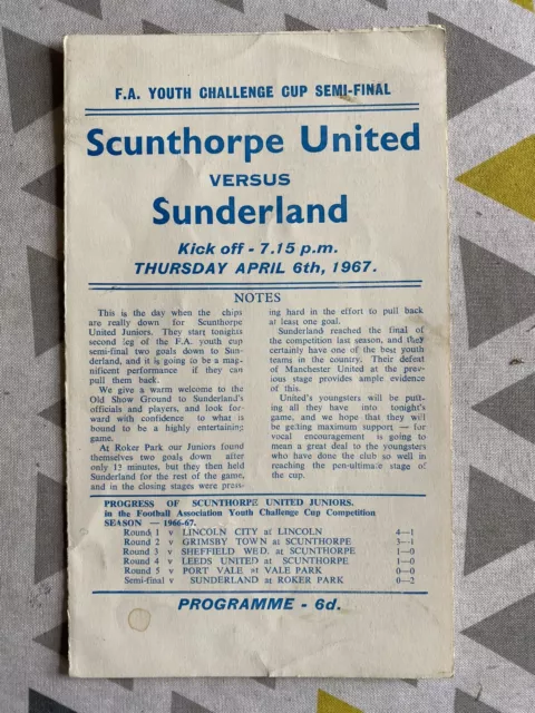 1966-67 Scunthorpe United V Sunderland FA Youth Cup Semi