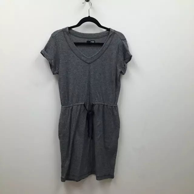 Brooklyn Industries Womens T Shirt Dress Gray Heathered Drawstring Waist Knit S