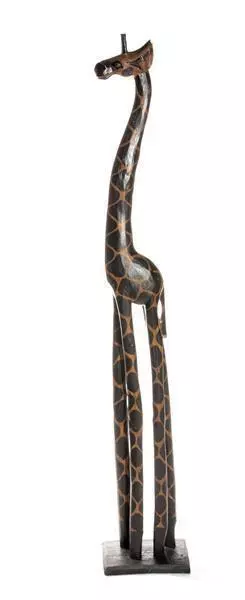 60cm Holz Giraffe Holzgiraffe Afrika Deko Handarbeit Fair Trade Dunkel + Armband