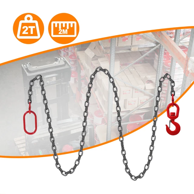2Ton Chain Sling 5/16" Single Leg with Sling Hook G80 Lifting Chain Sling Red