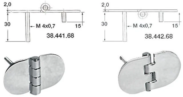 Charnière Inox 68,5x38,5 MM Marque Osculati 38.441.68