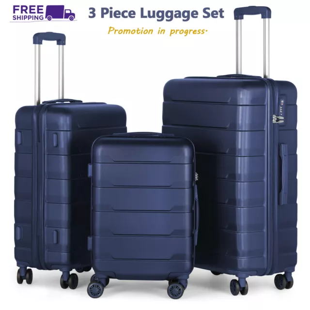 3 Piece Luggage Set Hardshell Suitcase Lightweight Travel Spinner Trolley w/TSA
