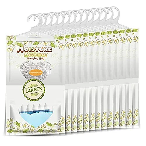 ZSPENG 14 Pack Moisture Absorber & Max Odor Eliminator Hanging Bag 220g Fagra...