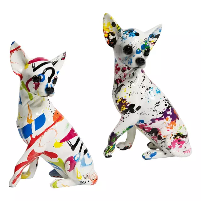 Statue de chien chihuahua graffiti moderne multicolore pour cadeau d'accents