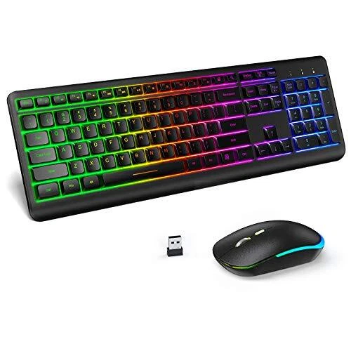 Wireless Keyboard and Mouse Combo Backlit  Rechargeable Full-Size Illuminated...