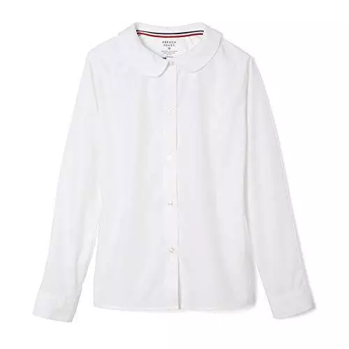 French Toast Little Girls' Long Sleeve Peter Pan Collar Blouse, White, 6