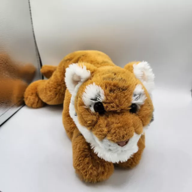 FAO Schwarz Laying BENGAL TIGER CUB Plush 15" Soft Realistic Stuffed Animal Toy