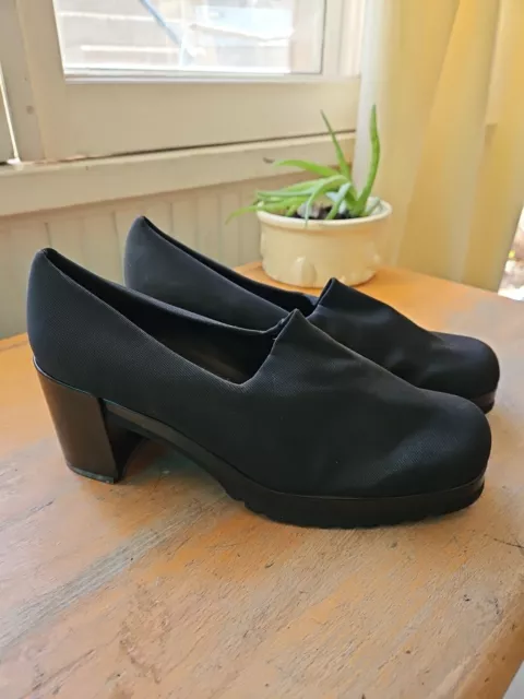 Y2k Enzo Angiolini Chunky Heel Loafers Black Slip On Shoes Women Sz 8.5  Read