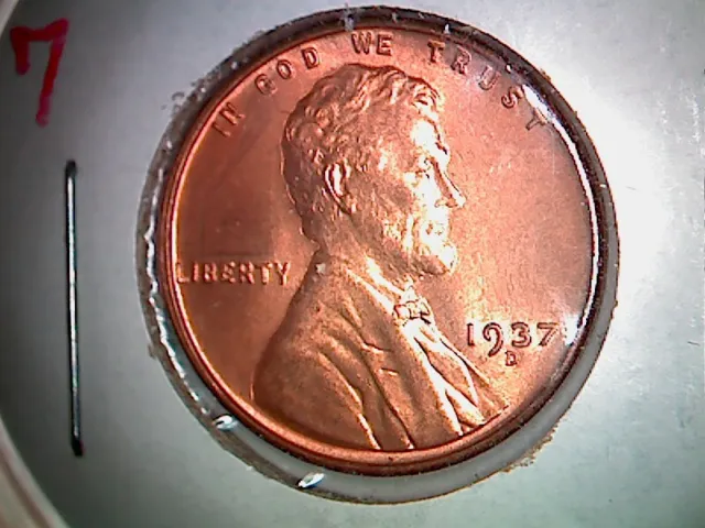 Uncirculated Red 1937-D Denver Mint Copper Lincoln Wheat Cent. AB91