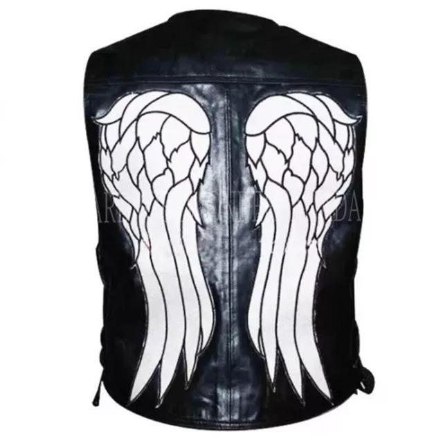 The Walking Dead Angel Wings Café Racer Motorcycle Biker Halloween Leather Vest