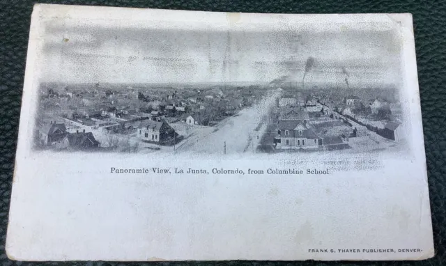 Panoramic View , La Junta, From Columbine School Colorado Postcard