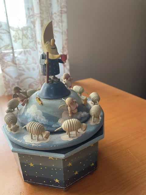 ERZGEBIRGE Wendt Kuhn THORENS Music Box "Father Moon" Carved Wood Germany Vtg ERZGEBIRGE Wendt Kuhn THORENS Music Box "Father Moon" Carved Wood Germany Vtg