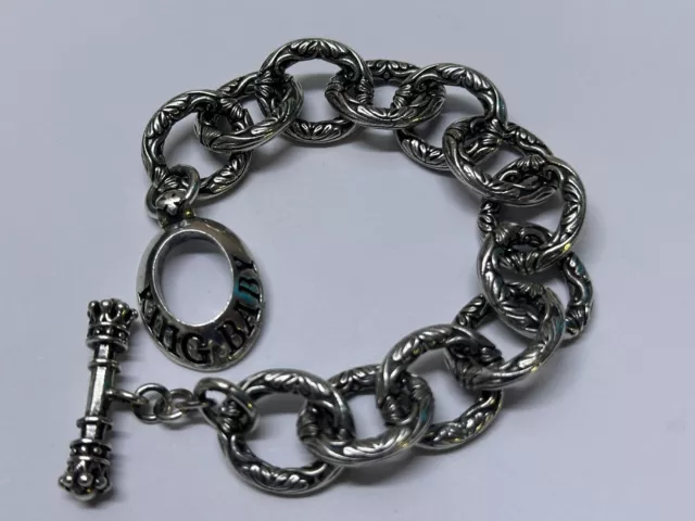 King Baby Designer Signed Heavy Sterling Silver Bracelet 78.1 Grams 8.5” Long