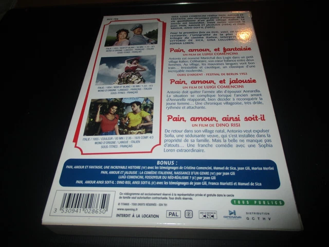 COF 3 DVD "PAIN, AMOUR ET FANTAISIE, JALOUSIE, AINSI SOIT IL" Gina LOLLOBRIGIDA 2