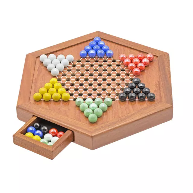 Classic Wooden Chinese Checkers 12 Inches with Drawers  Board Game Fine