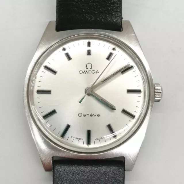 Omega Geneve Silber Weiß Manuell Gewunden Herren Armbanduhr Authentisch Arbeit