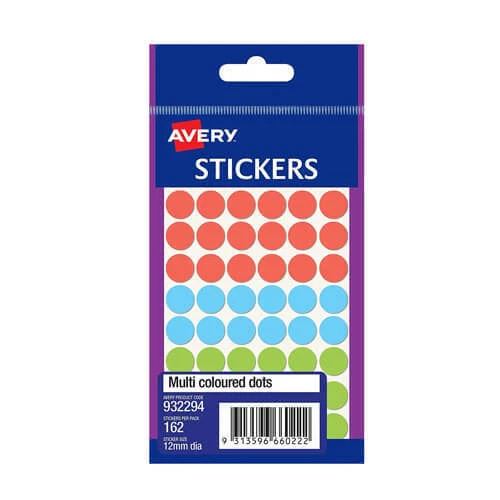 MULTICOLORED Avery 12mm Dot Label (Pack of 10) FREE Global Shipping