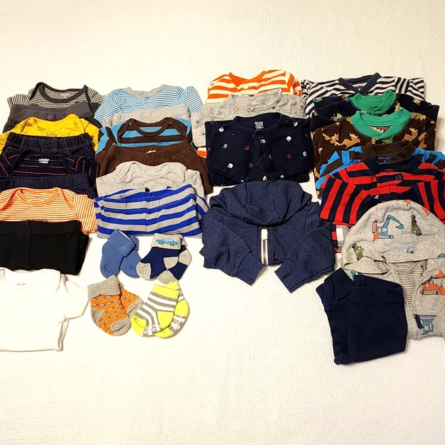 31 Piece Lot Baby Boy Fall Winter Carters Brands Clothing 0-3 & 3 Months