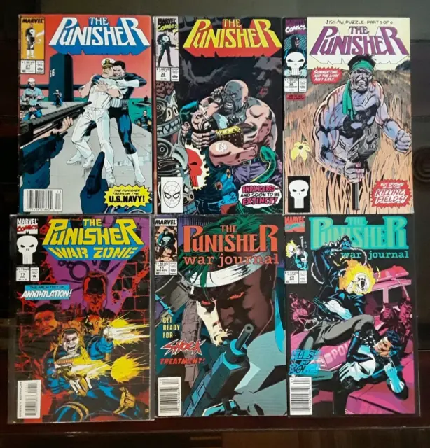 Lot of 6 vintage PUNISHER - WAR ZONE comic books - MARVEL - 1989-1993 - Ungraded