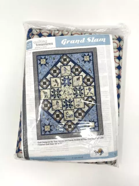 Grand Slam By Quilting Treasures 53" x 71" quilt kit fabric + pattern baseball