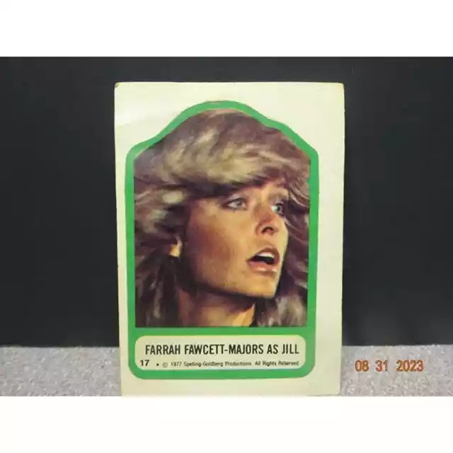 Vintage 1977 Charlie's Angels Card Sticker Farrah Fawcett-Majors as Jill #17