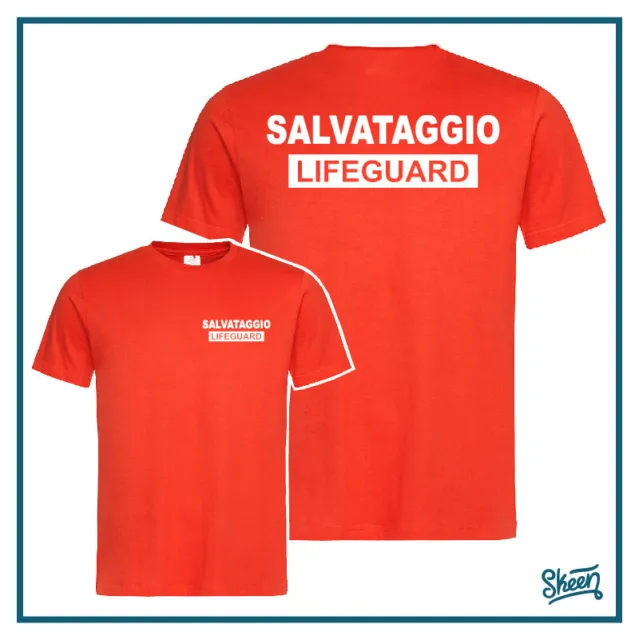 T-shirt Maglia Maglietta Tshirt Rossa da Uomo Bagnino Salvataggio Lifeguard M L