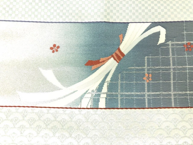 6387831: Japanese Kimono / Antique Nagoya Obi / Woven Noshi