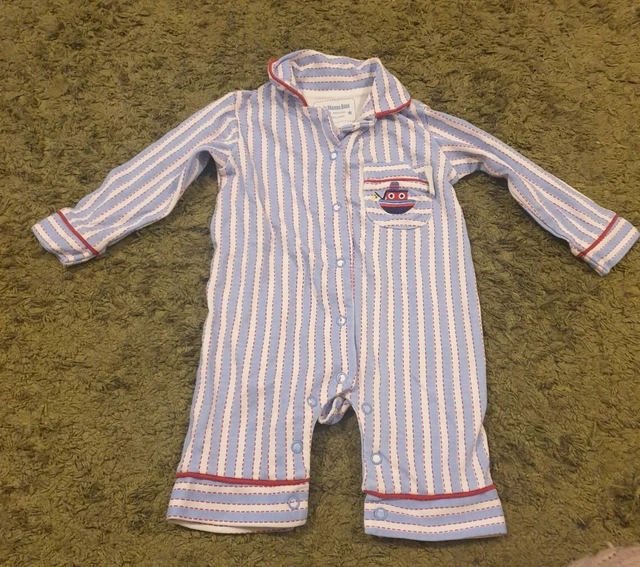 Pigiama Jojo Maman Bebe blu a righe tutto in uno età 0-3 mesi