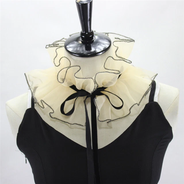 Donna Allacciate a Balze Falso Colletto Rete Tulle Maglione Vestiti Accessorio