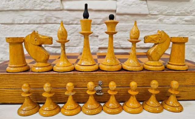 Soviet Rare Chess Set Gambit 1960s Vintage Wooden USSR Antique Chess